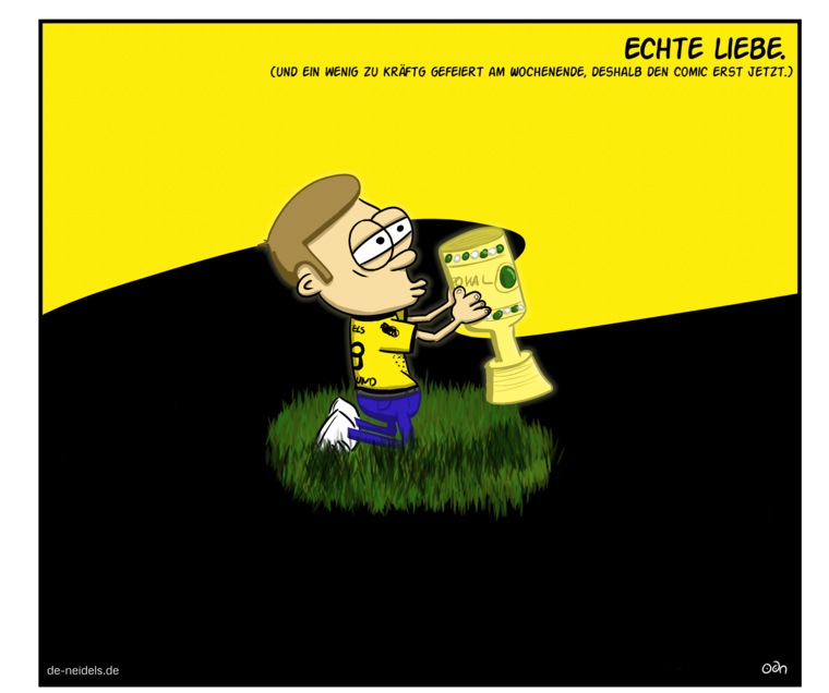 Echte Liebe.
(Und ein wenig zu kräftig gefeiert am Wochenende, deswegen den Comic erst jetzt.)