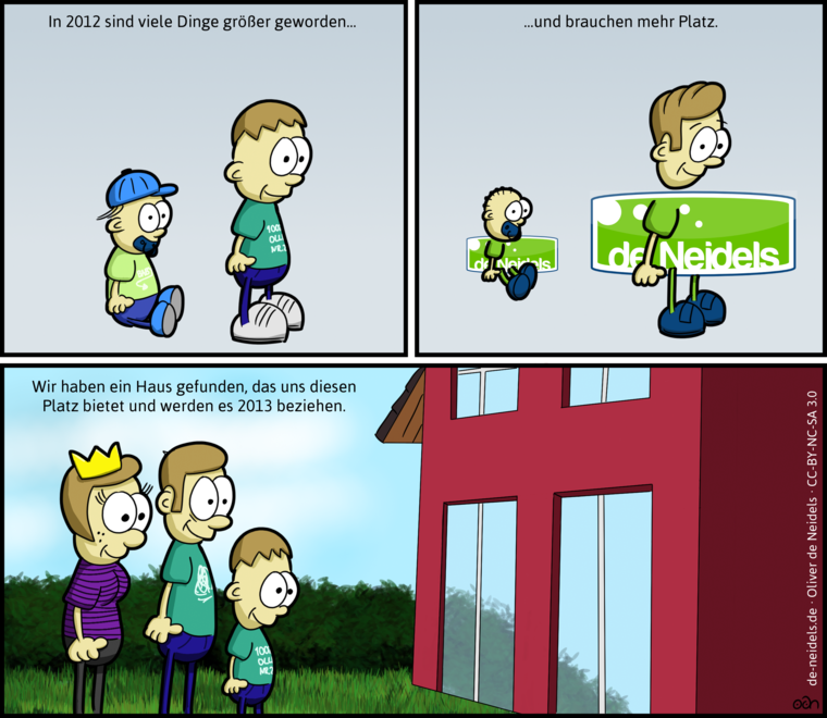 In 2012 sind viele Dinge größer geworden und brauchen mehr Platz.
Wir haben ein Haus gefunden, das uns diesen Platz bietet und werden es 2013 beziehen.