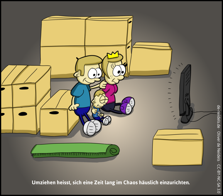 Umziehen heisst, sich eine Zeit lang im Chaos häuslich einzurichten.